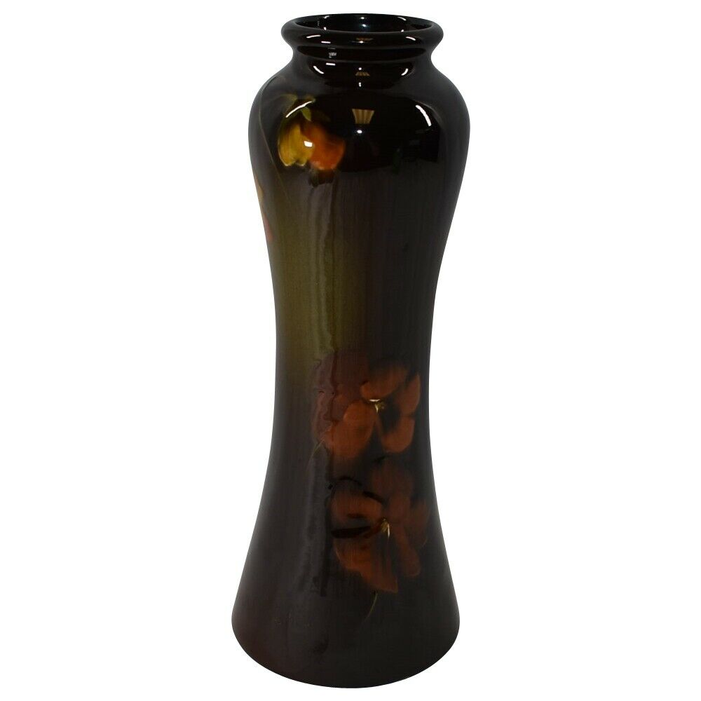Owens Pottery Utopian Standard Glaze Pansies Lamp Vase S1