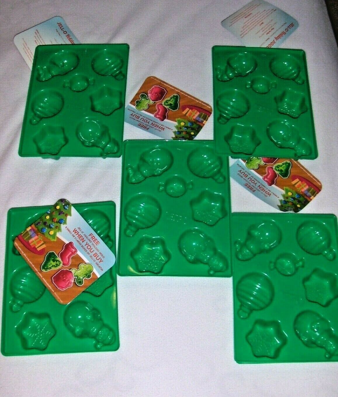 5 Jell-o  Green Holiday Jigglers Molds New