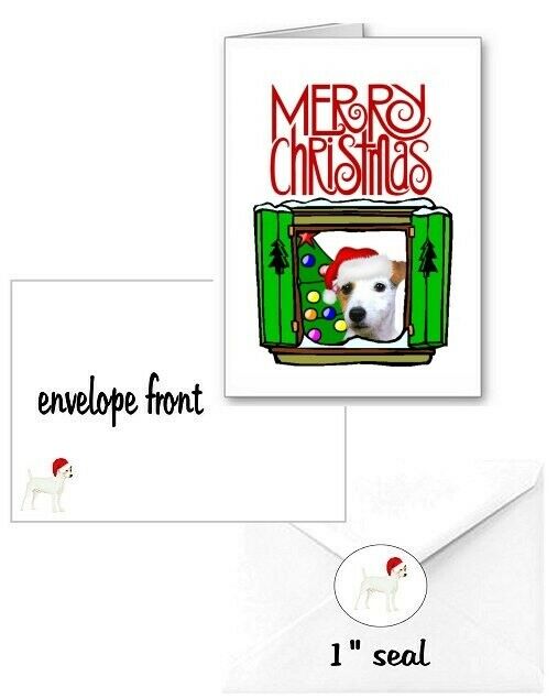 30 Jack Russell Terrier Christmas Cards Seals Envelopes 90 Pieces Window Design