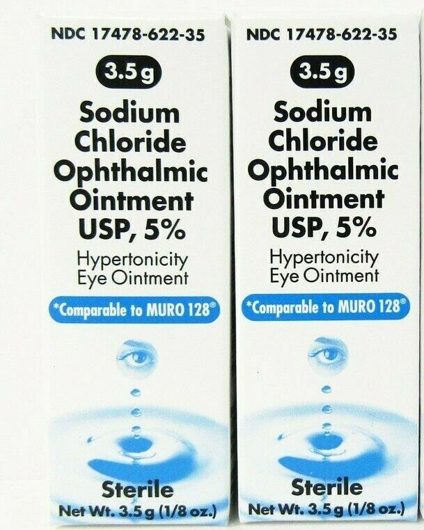Akorn Sodium Chloride Ophthalmic Eye Ointment 5% 3.5gm -2 Pack - Exp 05-2023