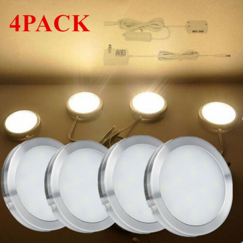 4pack Warm White Under Cabinet Lighting Kit Led Puck Bulb Kitchen Hardwired Lamp