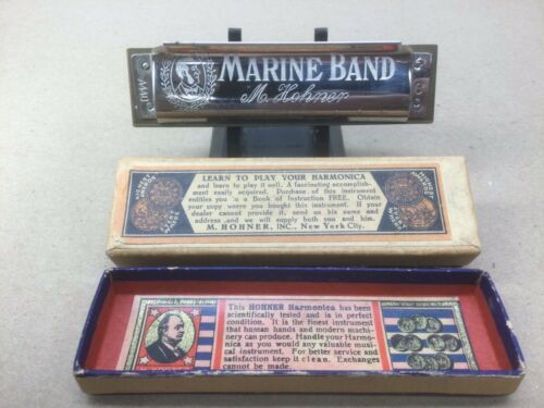 1960's Hohner Marine Band Harmonica No 1896 Germany Blues Key Of C A440 +box