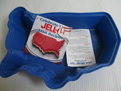 Jello Usa Mold Map Of America 48 States & Attached Recipe Booklet 1997 Blue