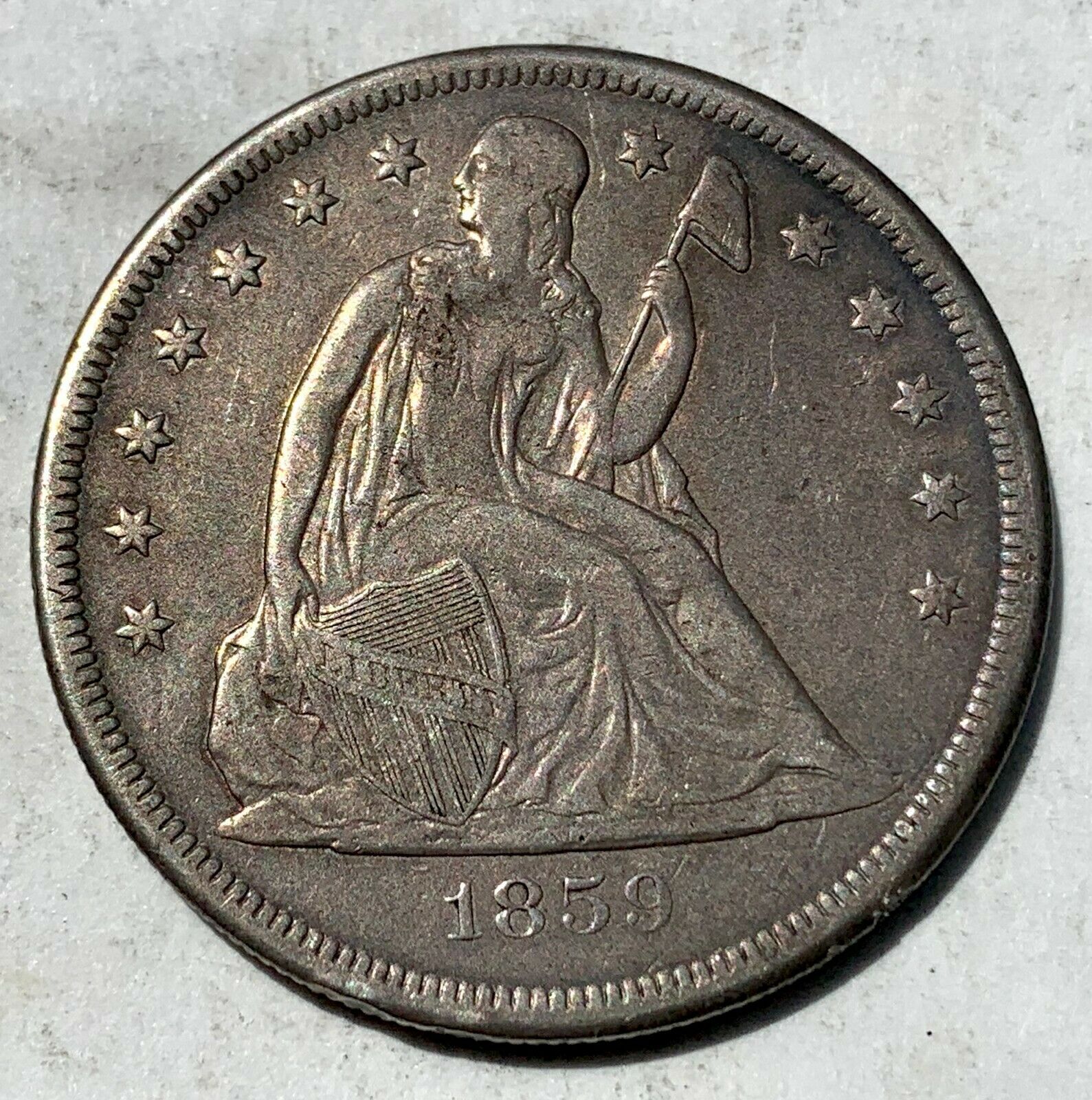 Usa Seated Liberty Dollar 1859 O - Mintage Only 360,000
