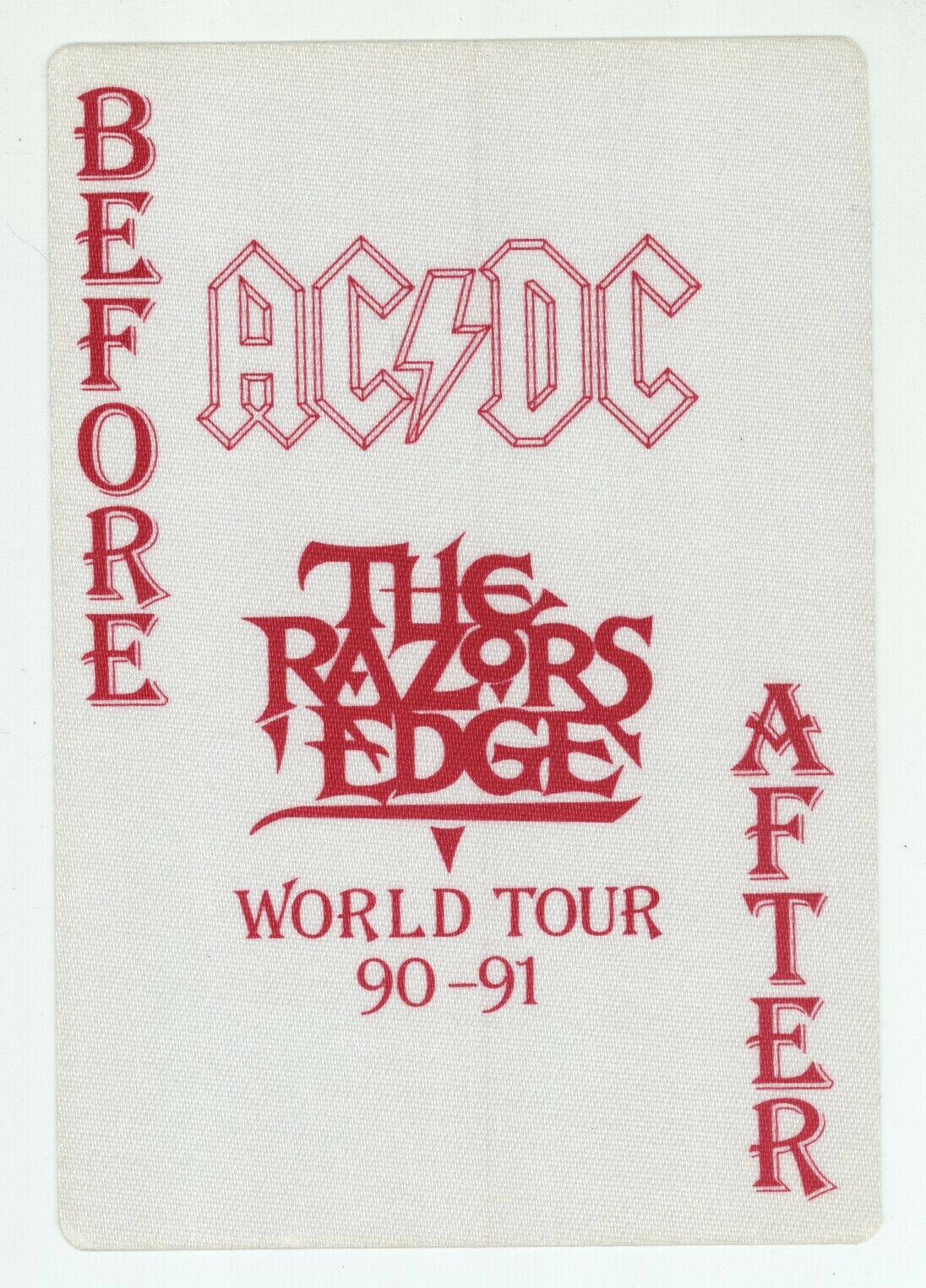 Rare Ac/dc 1990-91 Razors Edge Genuine Purple Before Show Backstage Pass!