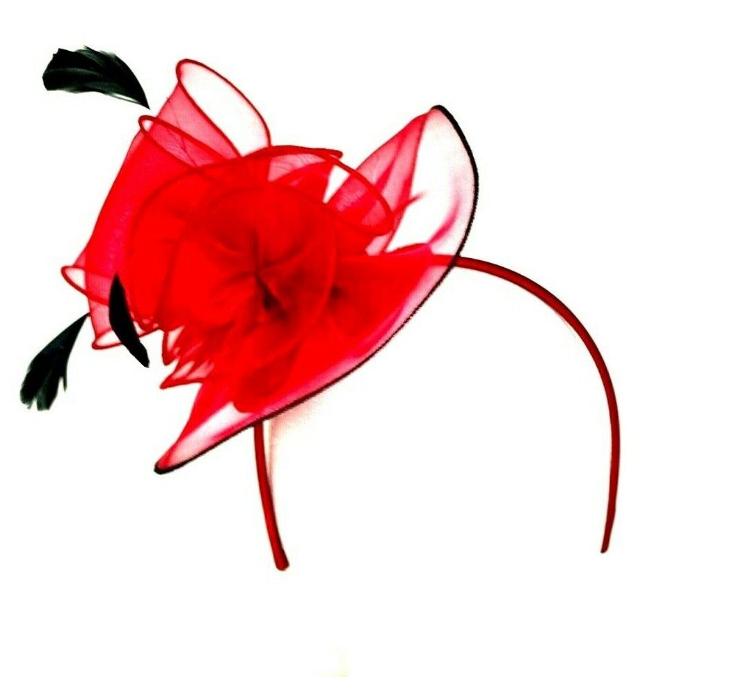 Nordstrom Red & Black Feather Fascinator Hat