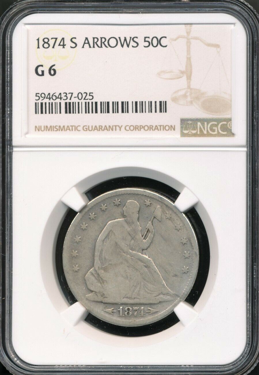 1874-s Seated Liberty Half Dollar Ngc G 6 *2-year Type Coin!*