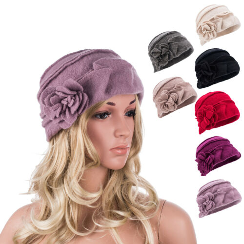 Womens Vintage Gatsby Style Wool Bucket Cloche Beanies Beret Winter Hats A376
