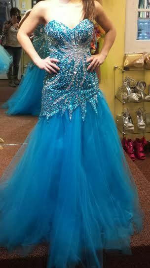 Blue, Sparkling, Strpless, Mermaid Dress For Sale!