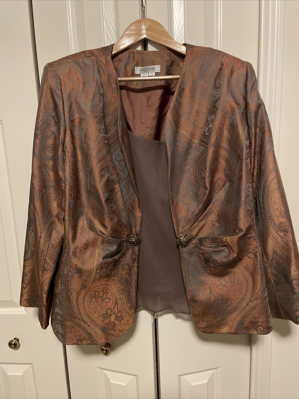 Kay Unger Womens Silk Evening Jacket And Shell, Size 20