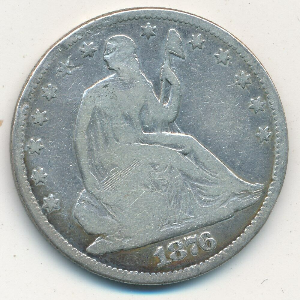 1876 Seated Liberty Silver Half Dollar-nice Circulated Half Dollar-ships Free!