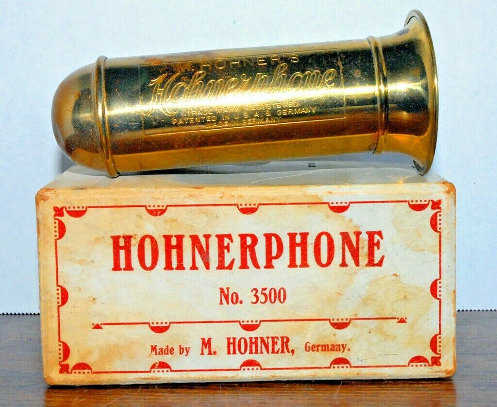 Vintage M. Hohner Complete Brass Hohnerphone Harmonica #3500 W/harmonica & Box