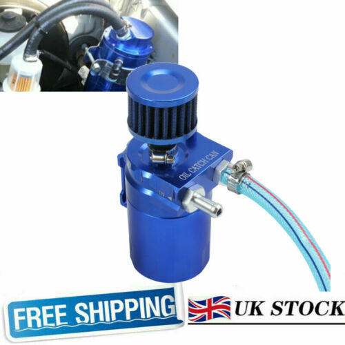300ml Oil Catch Breather Can Universal Aluminum Cylinder Reservoir Tank Blue New