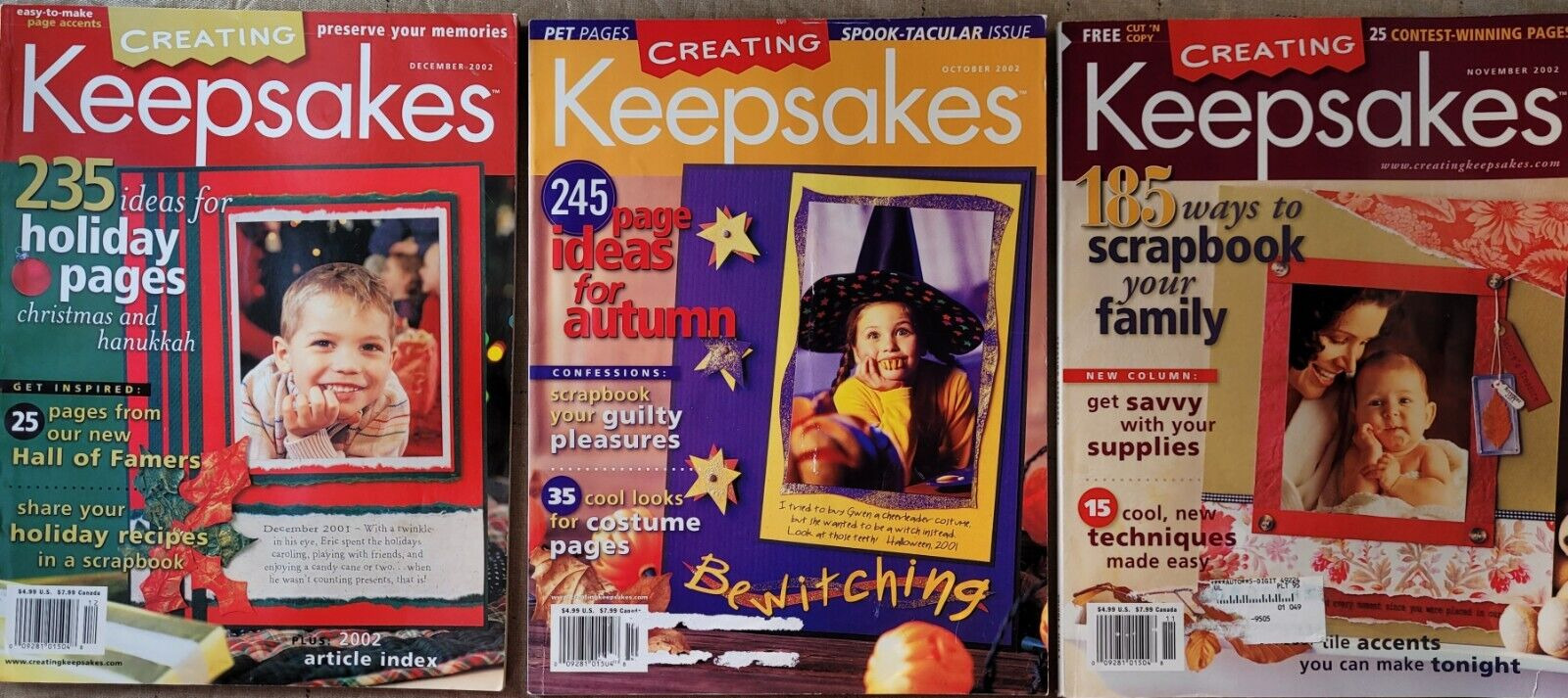 Lot 3 Creating Keepsakes Scrapbook Magazine New Halloween Christmas Family 2002