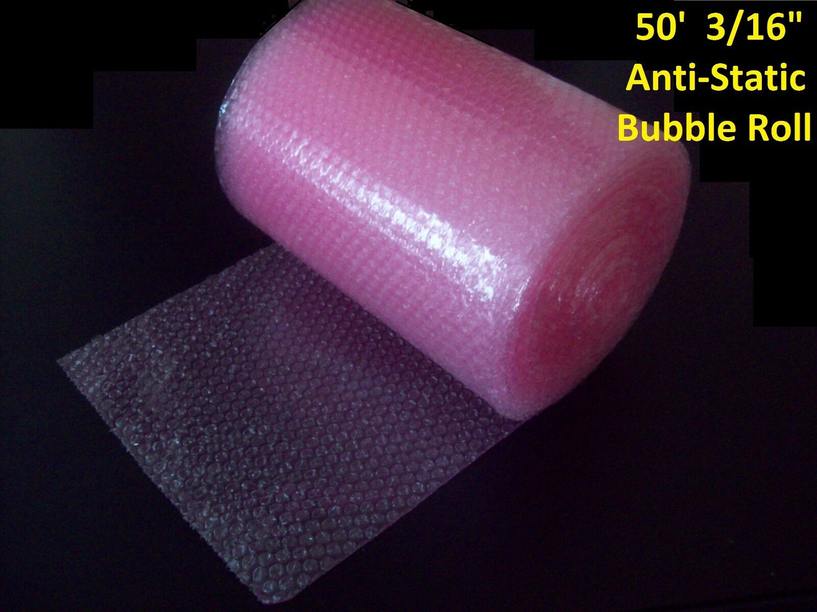 50 Foot Pink Anti-static Bubble Wrap® Roll! 3/16" Small Bubbles! Perforated!