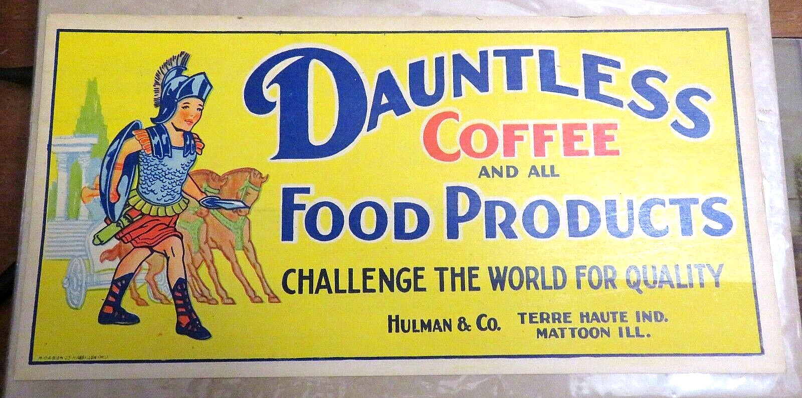 Dauntless Coffee & Food Products 1930s Cardboard Advertising Sign Near Mint