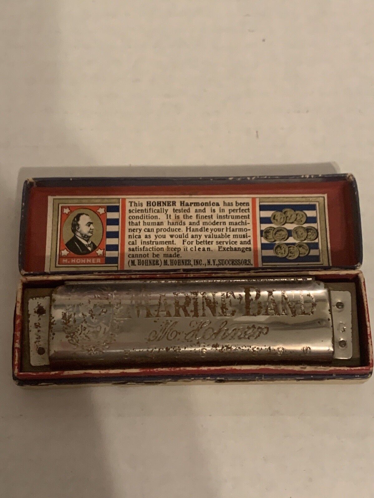 M. Hohner Marine Band Harmonica No. 1896 A440 Key Of G Made In Germany W/ Box