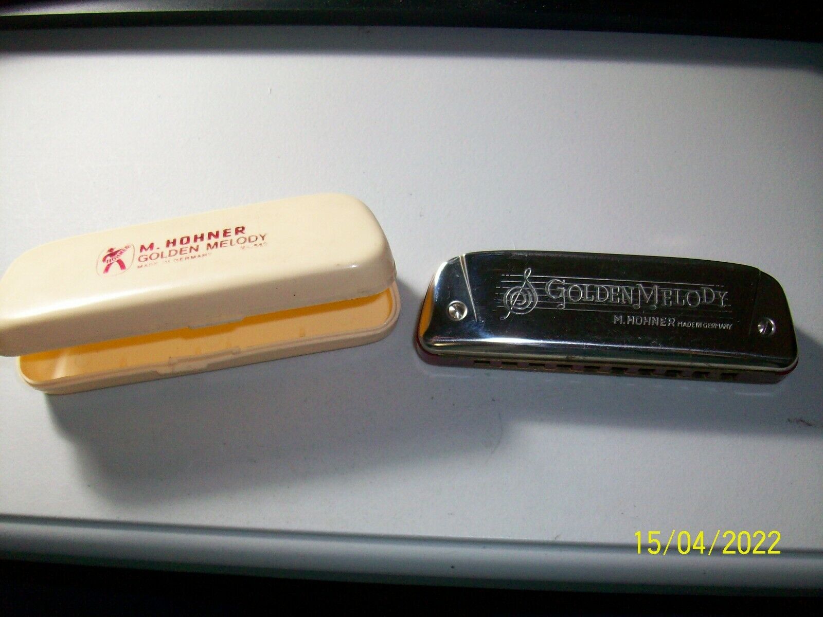 M. Hohner Golden Melody Harmonics Made In Germany With Case Key Of G Nice Shape