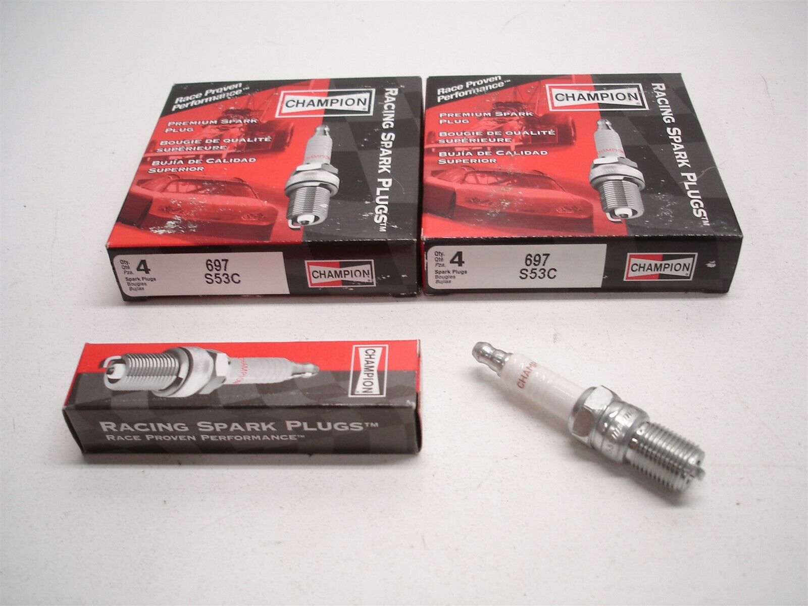 8 New Nascar Champion S53c Racing Spark Plugs - 14mm Tapered Seat .709" Reach